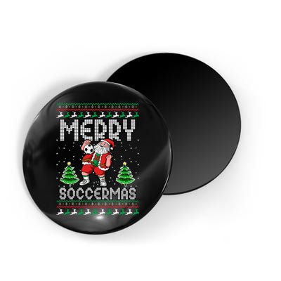 Soccer Merry Soccermas Ugly Christmas Sweater Santa Claus Magnet