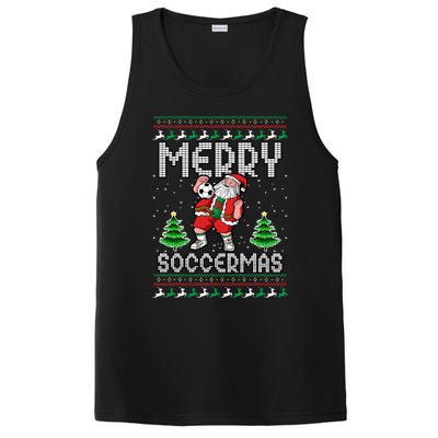 Soccer Merry Soccermas Ugly Christmas Sweater Santa Claus PosiCharge Competitor Tank