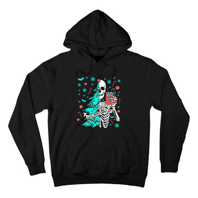 Sorta Merry Sorta Scary Funny Christmas Skeleton Tree Santa Hoodie