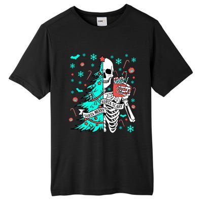 Sorta Merry Sorta Scary Funny Christmas Skeleton Tree Santa Tall Fusion ChromaSoft Performance T-Shirt