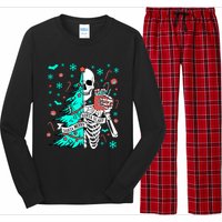 Sorta Merry Sorta Scary Funny Christmas Skeleton Tree Santa Long Sleeve Pajama Set