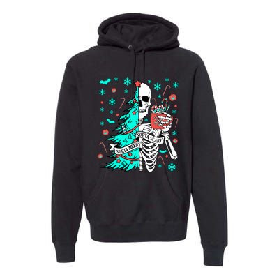 Sorta Merry Sorta Scary Funny Christmas Skeleton Tree Santa Premium Hoodie