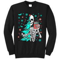 Sorta Merry Sorta Scary Funny Christmas Skeleton Tree Santa Tall Sweatshirt