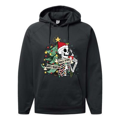 Sorta Merry Sorta Scary Skeleton Snow Christmas Xmas Pajamas Performance Fleece Hoodie