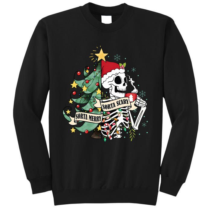 Sorta Merry Sorta Scary Skeleton Snow Christmas Xmas Pajamas Sweatshirt