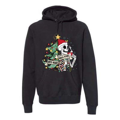 Sorta Merry Sorta Scary Skeleton Snow Christmas Xmas Pajamas Premium Hoodie