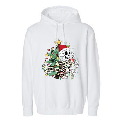 Sorta Merry Sorta Scary Skeleton Snow Christmas Xmas Pajamas Garment-Dyed Fleece Hoodie