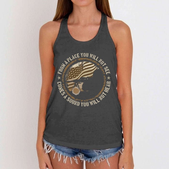 Sniper Military Sharpshooter Usa You Will Not Be Women's Knotted Racerback Tank