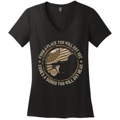 Sniper Military Sharpshooter Usa You Will Not Be Women's V-Neck T-Shirt