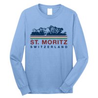 St Moritz Switzerland Retro Skiing Vintage Swiss Gift Long Sleeve Shirt