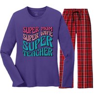 Super Mom Super Wife Super Teacher Women's Long Sleeve Flannel Pajama Set 