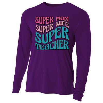 Super Mom Super Wife Super Teacher Cooling Performance Long Sleeve Crew