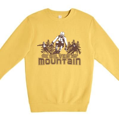 Silver Mountain Skiing Ski Gift Premium Crewneck Sweatshirt