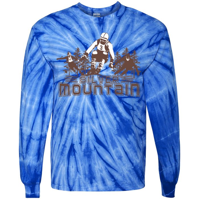 Silver Mountain Skiing Ski Gift Tie-Dye Long Sleeve Shirt