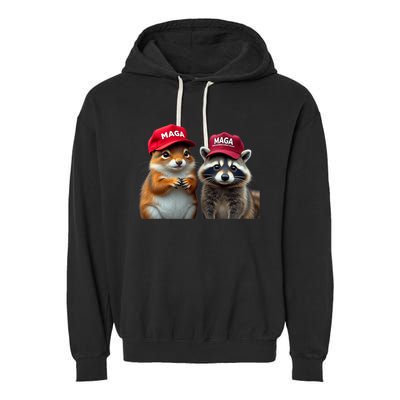 Social Media Star Peanut The Squirrel & Fred The Raccoon Garment-Dyed Fleece Hoodie