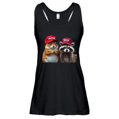 Social Media Star Peanut The Squirrel & Fred The Raccoon Ladies Essential Flowy Tank