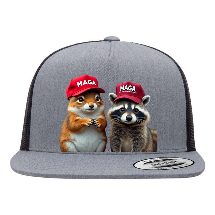 Social Media Star Peanut The Squirrel & Fred The Raccoon Flat Bill Trucker Hat