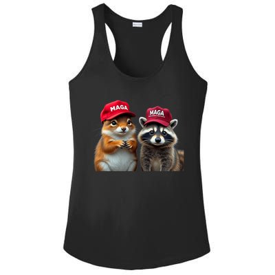 Social Media Star Peanut The Squirrel & Fred The Raccoon Ladies PosiCharge Competitor Racerback Tank