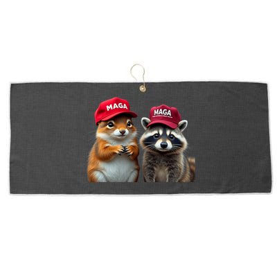 Social Media Star Peanut The Squirrel & Fred The Raccoon Large Microfiber Waffle Golf Towel