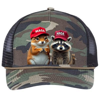 Social Media Star Peanut The Squirrel & Fred The Raccoon Retro Rope Trucker Hat Cap