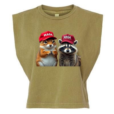 Social Media Star Peanut The Squirrel & Fred The Raccoon Garment-Dyed Women's Muscle Tee