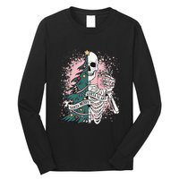 Sorta Merry Sorta Scary Funny Xmas Skeleton Bleached  Long Sleeve Shirt