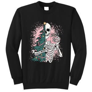 Sorta Merry Sorta Scary Funny Xmas Skeleton Bleached  Sweatshirt