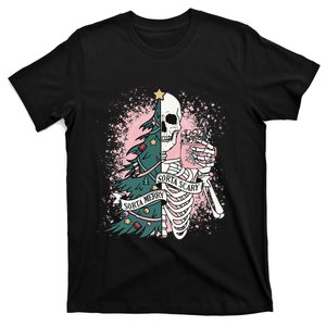 Sorta Merry Sorta Scary Funny Xmas Skeleton Bleached  T-Shirt