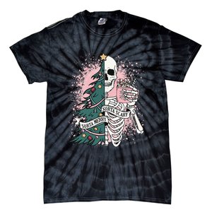 Sorta Merry Sorta Scary Funny Xmas Skeleton Bleached  Tie-Dye T-Shirt