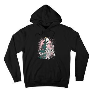 Sorta Merry Sorta Scary Funny Xmas Skeleton Bleached  Tall Hoodie