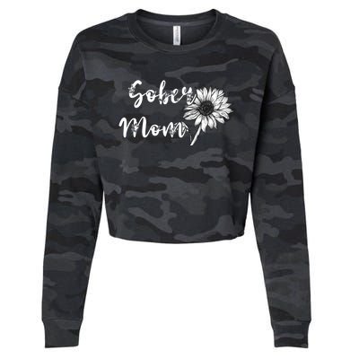 Sober Mom Sobriety Sunflower Alcoholic Abstinence Mother Gift Cropped Pullover Crew