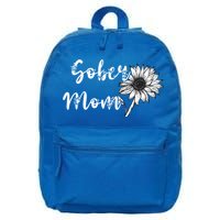 Sober Mom Sobriety Sunflower Alcoholic Abstinence Mother Gift 16 in Basic Backpack