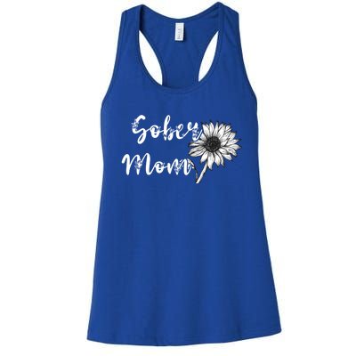 Sober Mom Sobriety Sunflower Alcoholic Abstinence Mother Gift Women's Racerback Tank