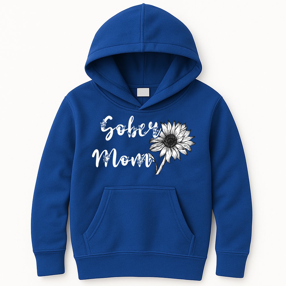 Sober Mom Sobriety Sunflower Alcoholic Abstinence Mother Gift Kids Hoodie