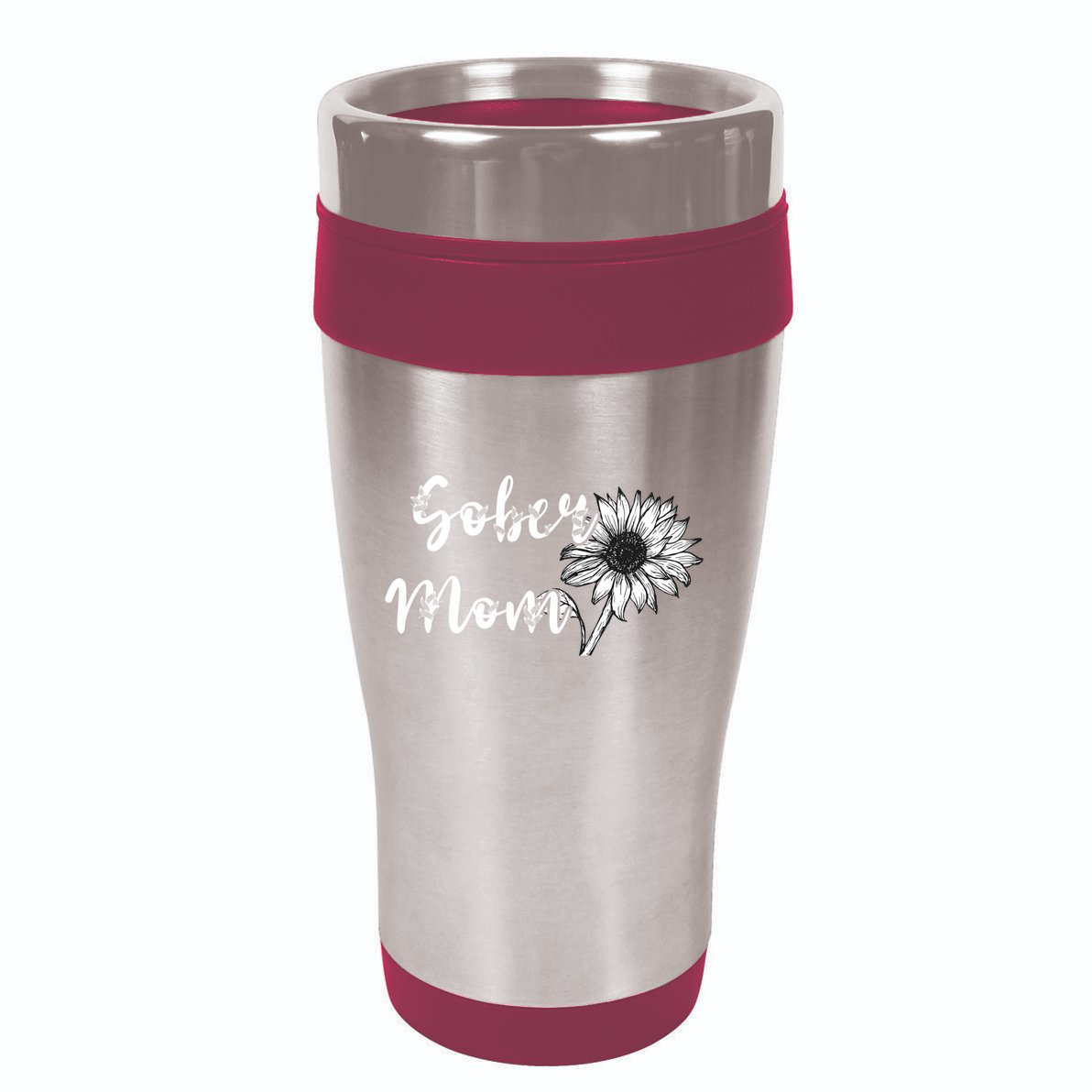 Sober Mom Sobriety Sunflower Alcoholic Abstinence Mother Gift 16oz Travel Tumbler