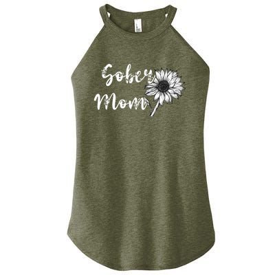 Sober Mom Sobriety Sunflower Alcoholic Abstinence Mother Gift Women's Perfect Tri Rocker Tank