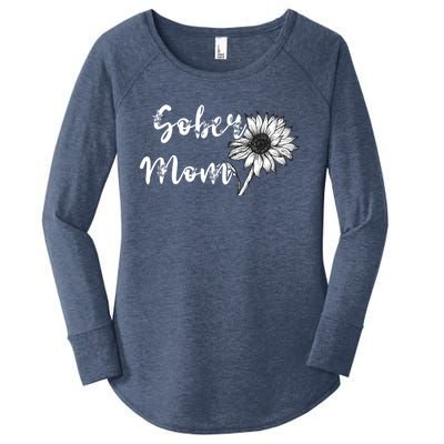 Sober Mom Sobriety Sunflower Alcoholic Abstinence Mother Gift Women's Perfect Tri Tunic Long Sleeve Shirt