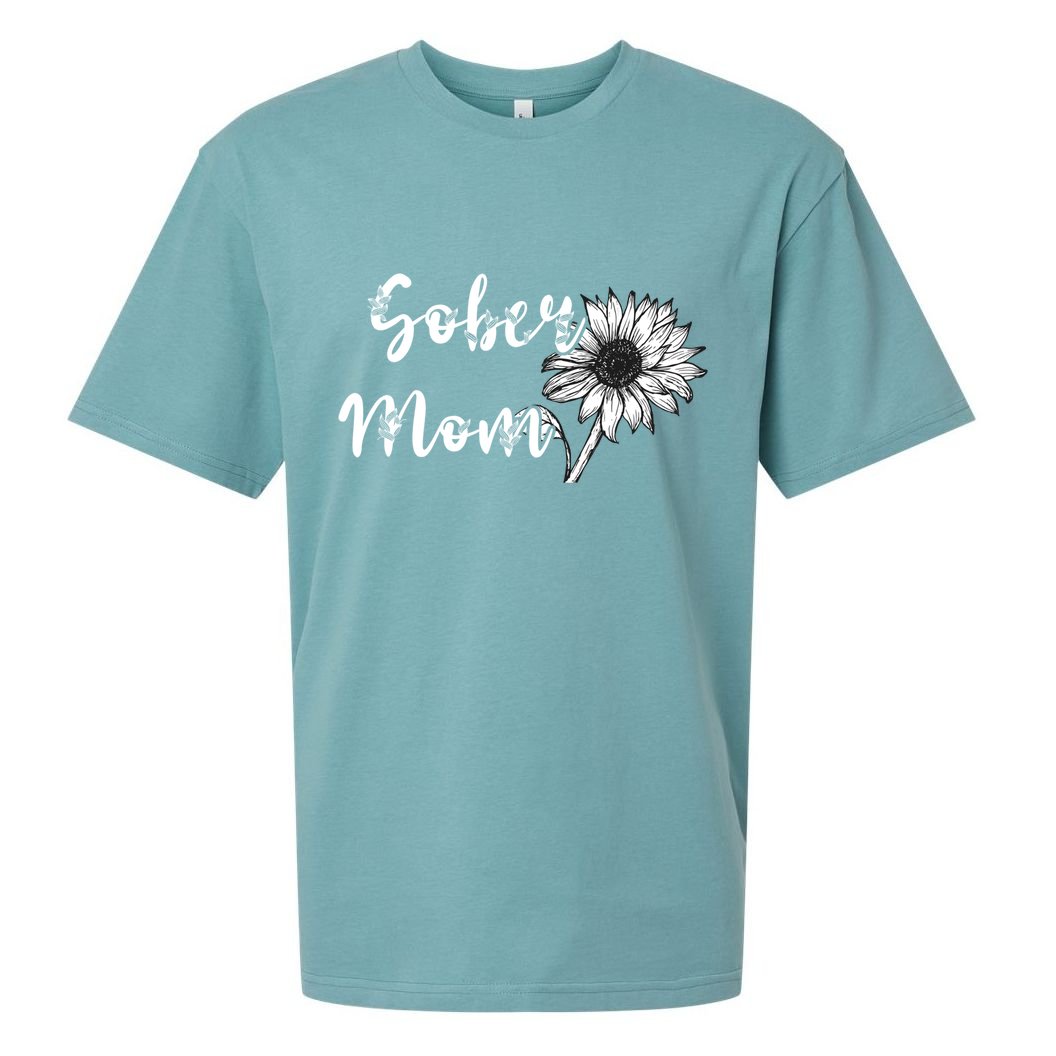 Sober Mom Sobriety Sunflower Alcoholic Abstinence Mother Gift Sueded Cloud Jersey T-Shirt