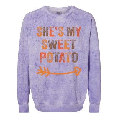 SheS My Sweet Potato Thanksgiving Matching Couples Colorblast Crewneck Sweatshirt