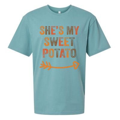 SheS My Sweet Potato Thanksgiving Matching Couples Sueded Cloud Jersey T-Shirt