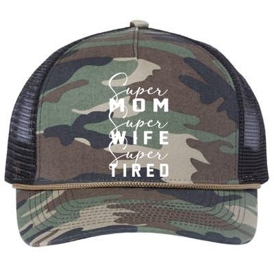 Super Mom Super Wife Super Tired Funny Women Great Gift Retro Rope Trucker Hat Cap