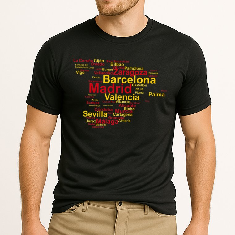 Spain Map Silhouette Towns Cities Madrid Travel Espana Cooling Performance Crew T-Shirt