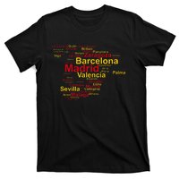 Spain Map Silhouette Towns Cities Madrid Travel Espana T-Shirt