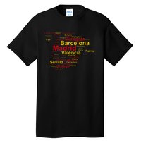 Spain Map Silhouette Towns Cities Madrid Travel Espana Tall T-Shirt