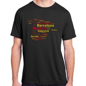 Spain Map Silhouette Towns Cities Madrid Travel Espana Adult ChromaSoft Performance T-Shirt