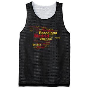 Spain Map Silhouette Towns Cities Madrid Travel Espana Mesh Reversible Basketball Jersey Tank