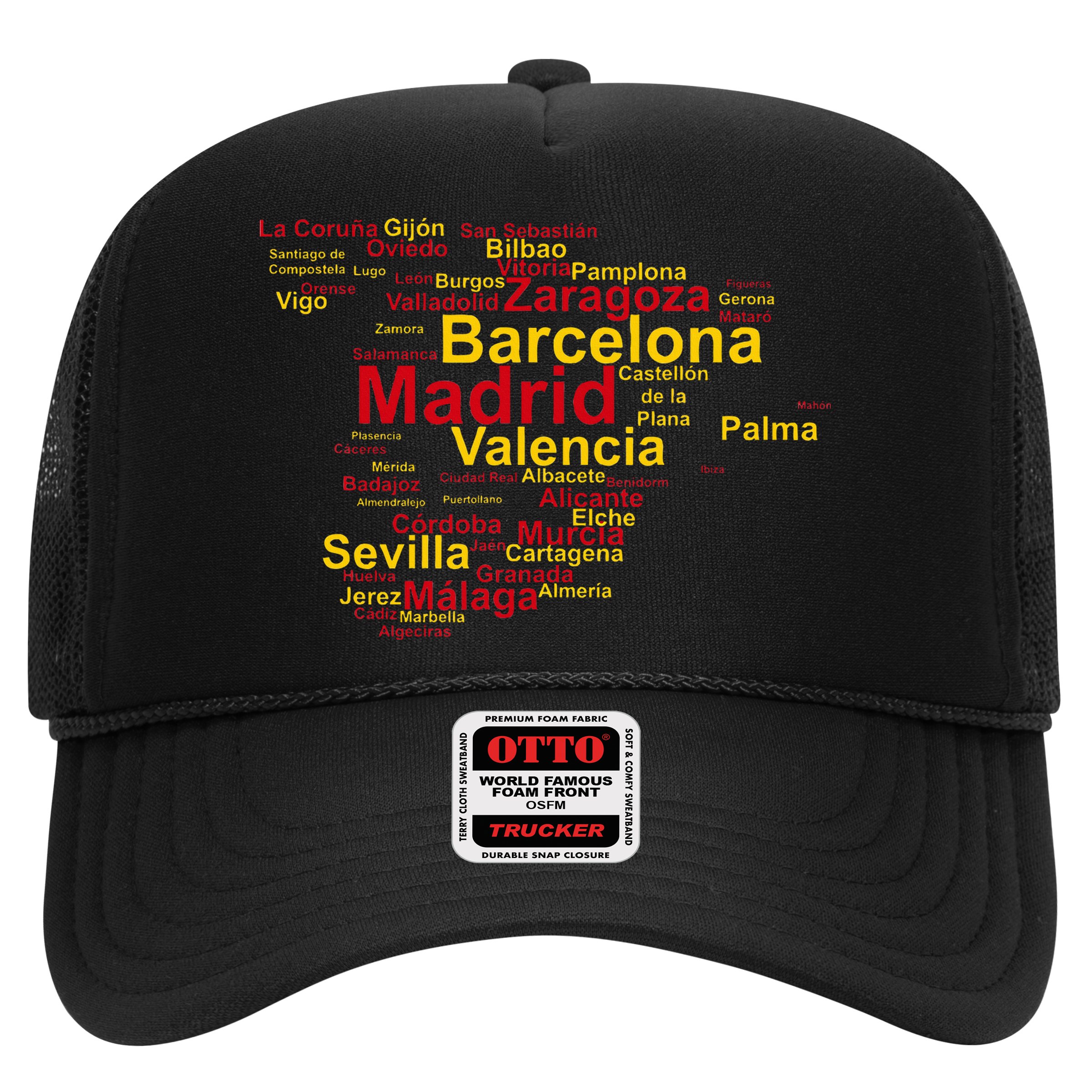 Spain Map Silhouette Towns Cities Madrid Travel Espana Hat