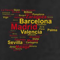 Spain Map Silhouette Towns Cities Madrid Travel Espana Hat