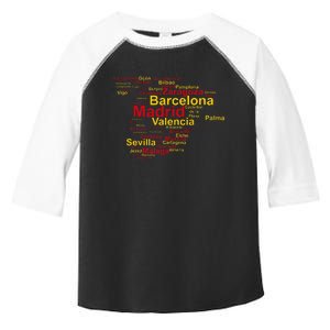 Spain Map Silhouette Towns Cities Madrid Travel Espana Toddler Fine Jersey T-Shirt