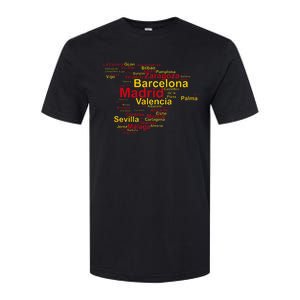 Spain Map Silhouette Towns Cities Madrid Travel Espana Softstyle CVC T-Shirt